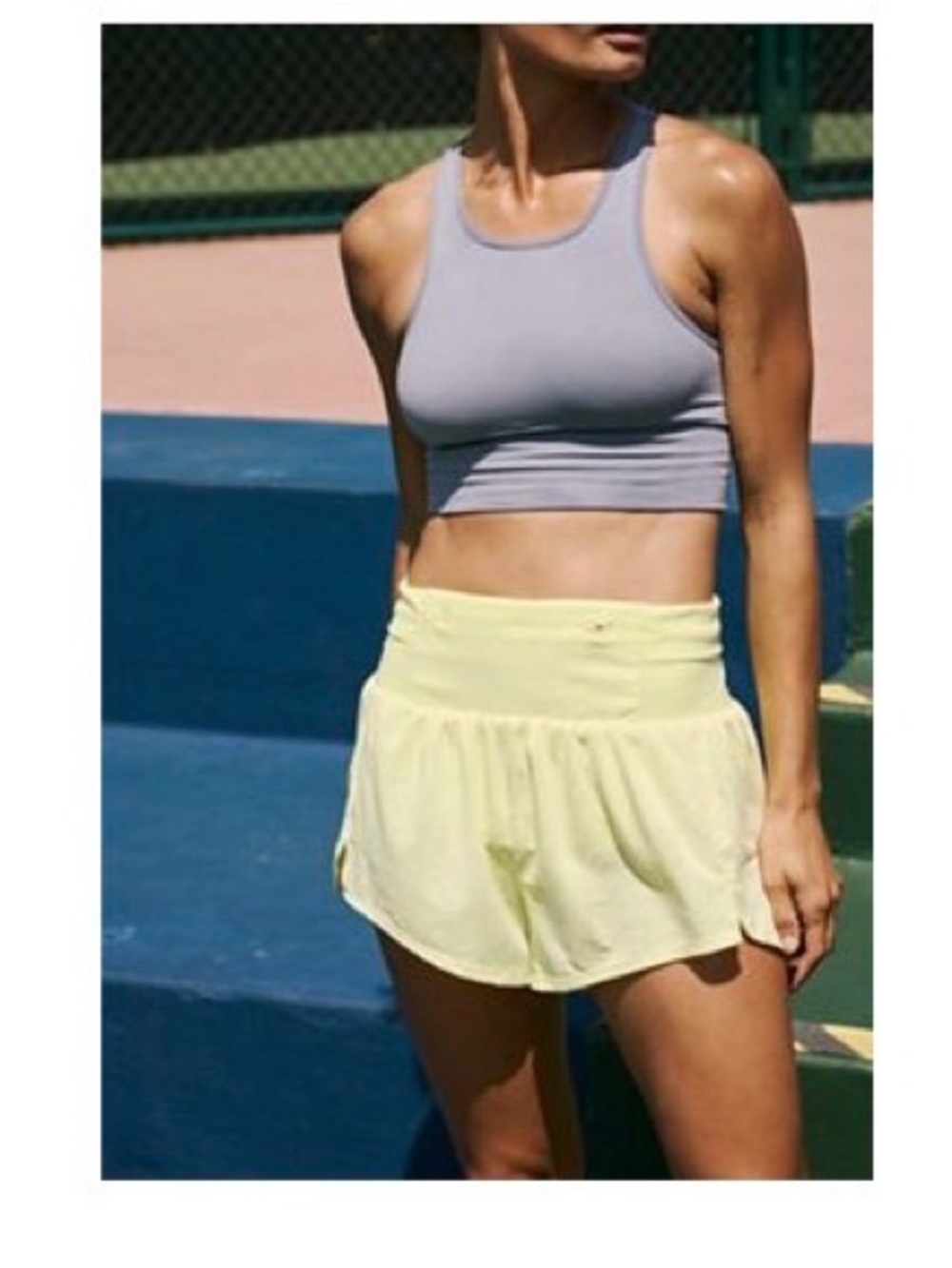 FP Movement by Free People Lightweight Athletic Shorts in Pale Yellow